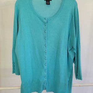 Audrey & Grace Woman Aqua Blue Cardigan_Size 2X